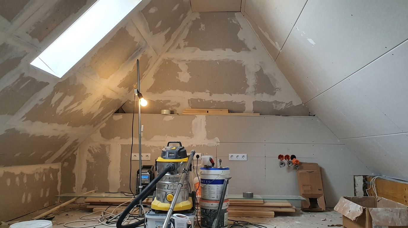 Ausgebautes Dachgeschoss mit Trockenbau und Dachfenstern